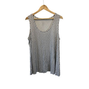 MICHEAL STUDIO White Print Stretch Sleeveless Scoop Neck Tank Top 3X